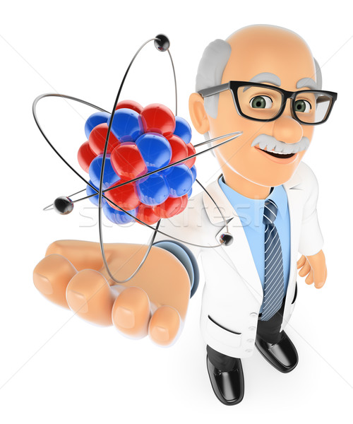 3D Physics teacher with an atom Stock photo © texelart