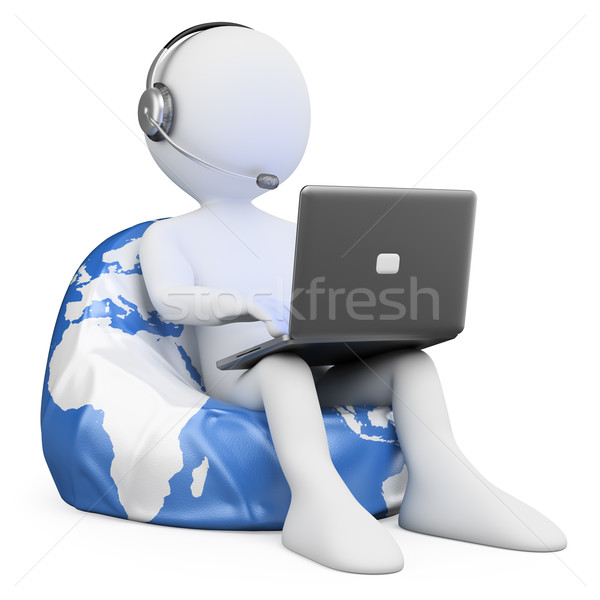 3D i bianchi internet bianco persona seduta Foto d'archivio © texelart