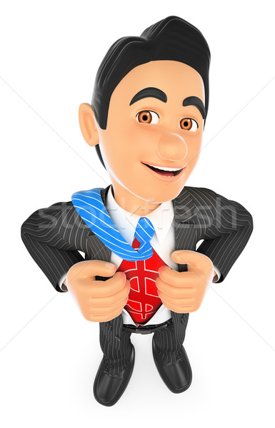 3D Businessman ripping off his shirt with money sign Stock photo © texelart
