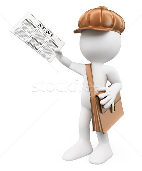 3D white people. Latest news concept. Paperboy Stock photo © texelart