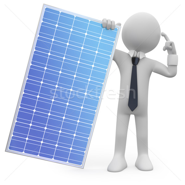 [[stock_photo]]: Homme · panneau · solaire · rendu · élevé · résolution