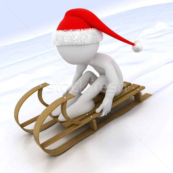3D human with a sled in the snow Stock photo © texelart