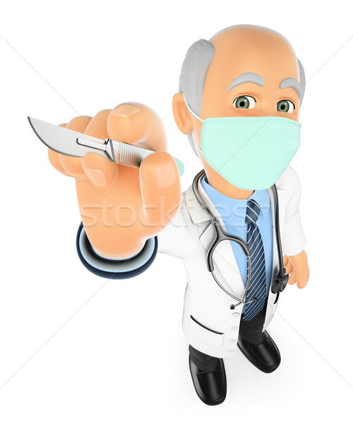 3D Surgeon with mask and scalpel Stock photo © texelart