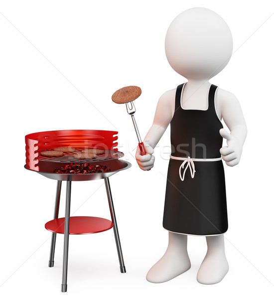 3D witte mensen barbecue geïsoleerd witte voedsel Stockfoto © texelart