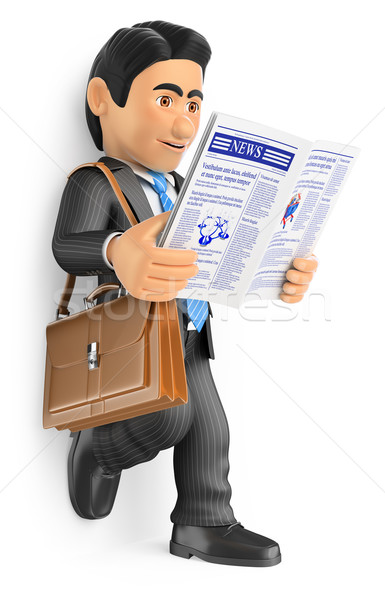 3D Businessman reading the latest news in the newspaper Stock photo © texelart