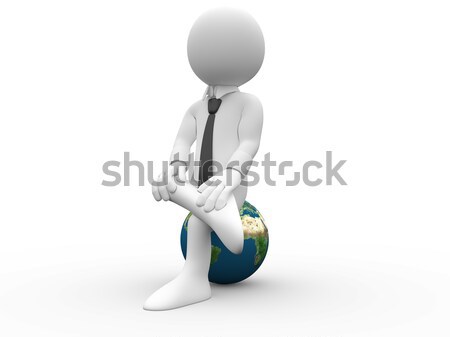 3d man séance jambes croisées terre shirt cravate [[stock_photo]] © texelart