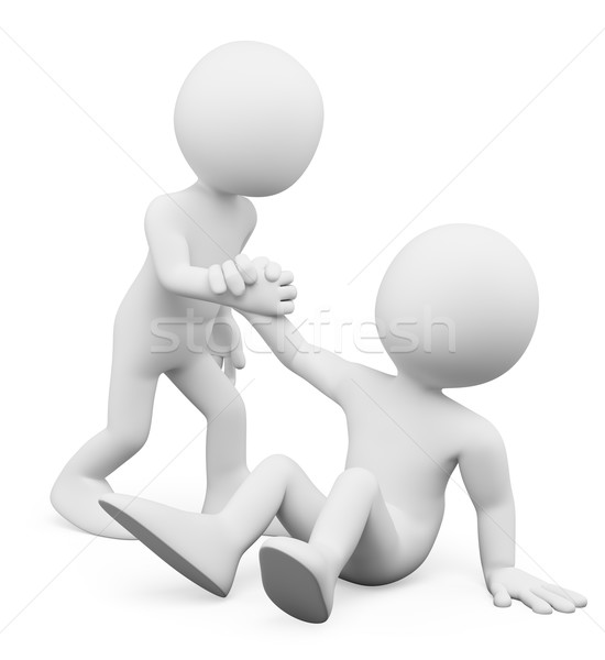 3D white people. Man helping a fellow up. Concept of fellowship Stock photo © texelart