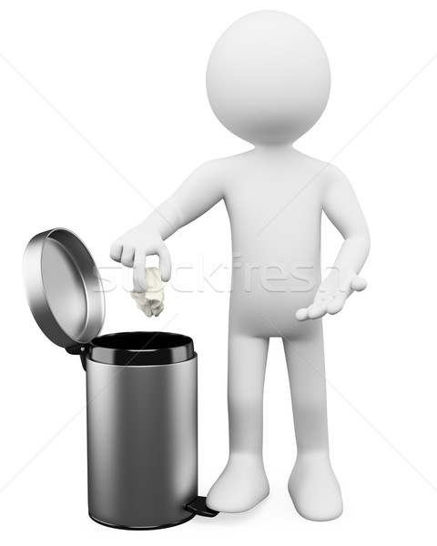 3D white people. Garbage basket  Stock photo © texelart