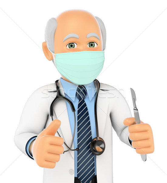 3D Surgeon with mask and scalpel Stock photo © texelart