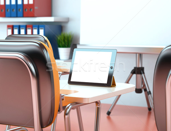 3D Training center with blank tablet. Business workshop. Mockup Stock photo © texelart