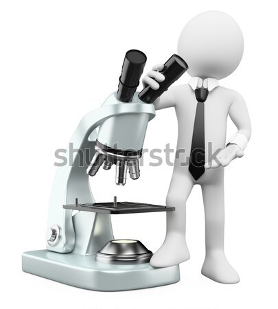 3D white people. Tax inspector with magnifying glass Stock photo © texelart