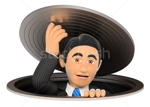 3D zakenman riool business metafoor zakenlieden Stockfoto © texelart