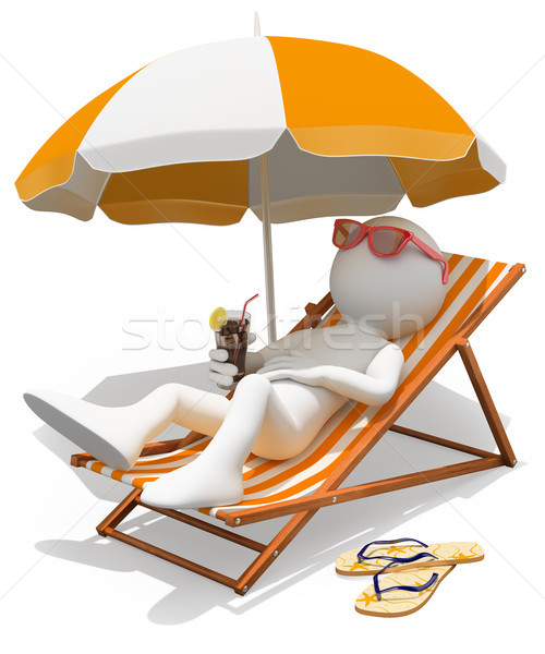 3D white people. Sunbathing on a lounger Stock photo © texelart