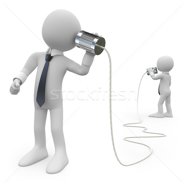 Businessmen talking on a homemade can phone Stock photo © texelart