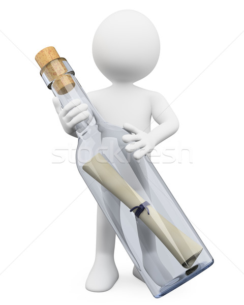 3D white people. Message in a bottle Stock photo © texelart