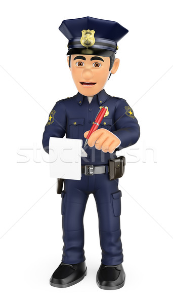 3D Policeman imposing a traffic ticket Stock photo © texelart