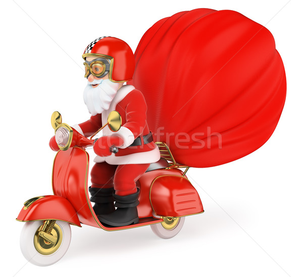 3D Santa Claus delivering gifts by motorcycle Stock photo © texelart