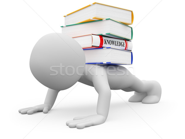 Man doing push-ups with several books on the back Stock photo © texelart