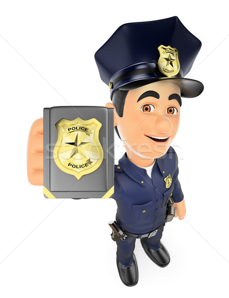 stock photo 3d policeman showing police badge