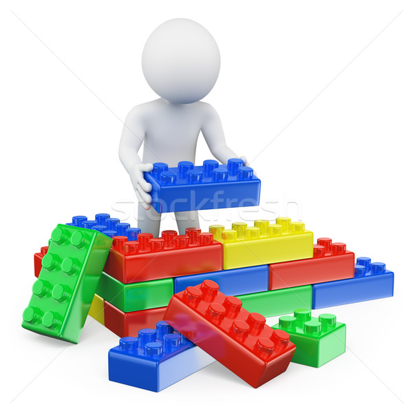 3D white people. Plastic toy blocks Stock photo © texelart