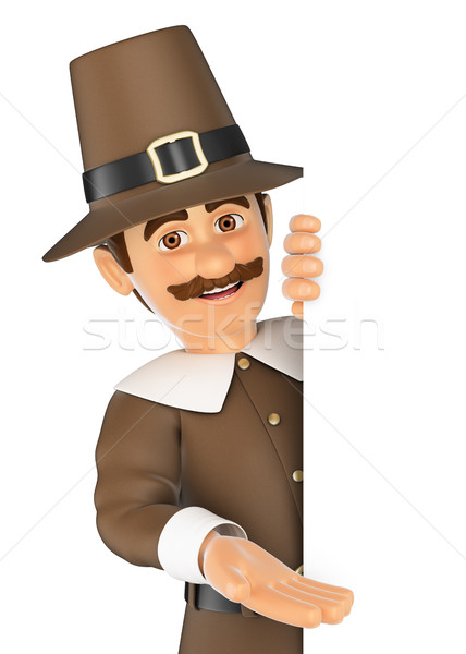 3D Thanksgiving man pointing aside. Blank space Stock photo © texelart