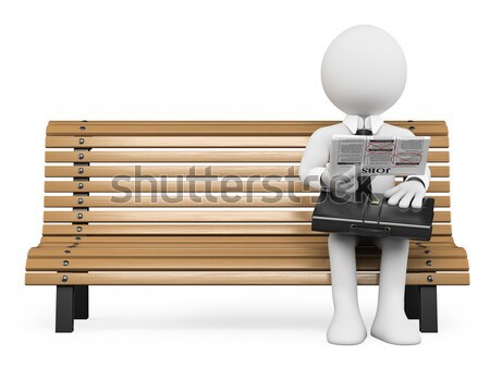 3D white people. Thoughtful man with a direction sign Stock photo © texelart