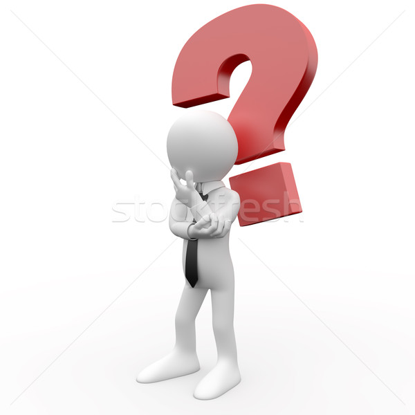 3d human with a question mark over his head in doubt Stock photo © texelart