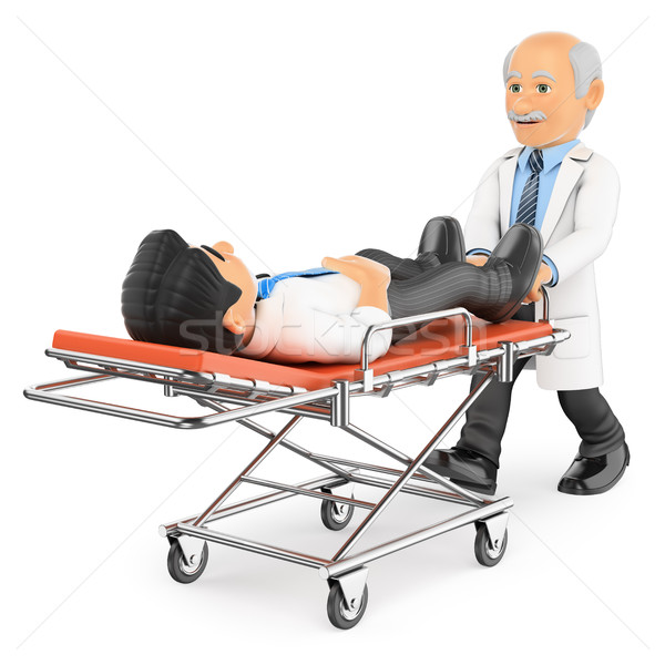 3D Doctor pushing a stretcher with a patient Stock photo © texelart