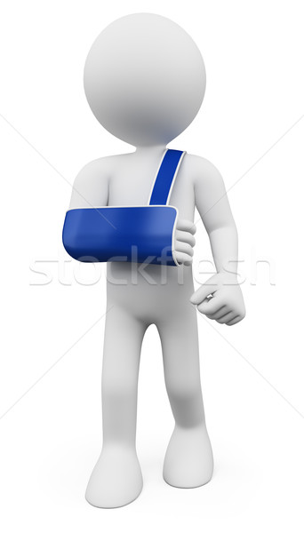 3D white people. Man with arm in sling Stock photo © texelart