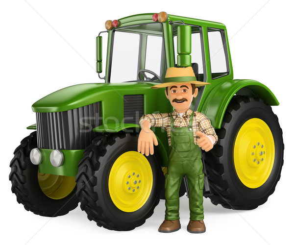 Stock foto: 3D · Landwirt · Zugmaschine · Daumen · up