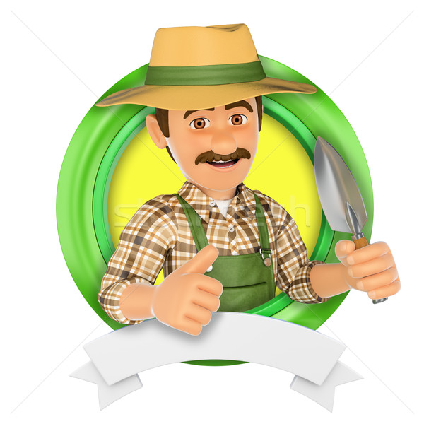 3D логотип садовник небольшой лопата иллюстрация Сток-фото © texelart
