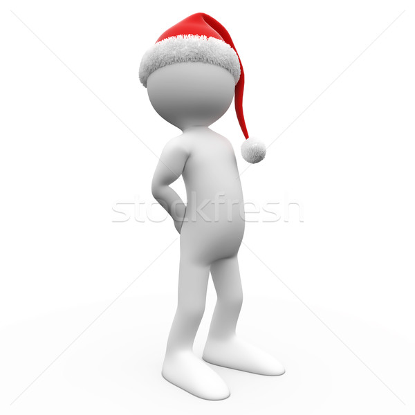 3D human standing with a Santa Claus hat Stock photo © texelart