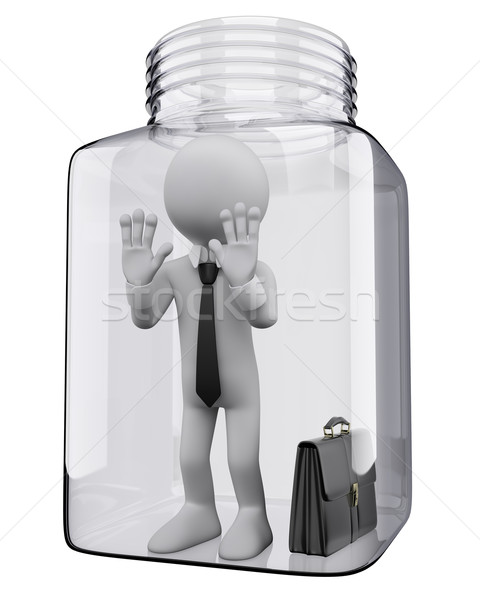 3D white people. Businessman in a glass jar Stock photo © texelart