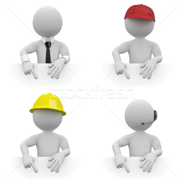 Businessman, worker, architect and telemarketer, pointing down. Area to fill in with your text Stock photo © texelart