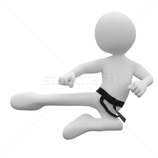 Karate Mann Bekämpfung Position gerendert groß Stock foto © texelart