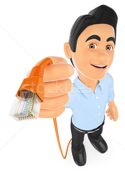 Foto stock: 3D · tecnologia · da · informação · técnico · ethernet · trabalhando