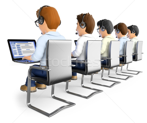 3D Men working in a call center Stock photo © texelart