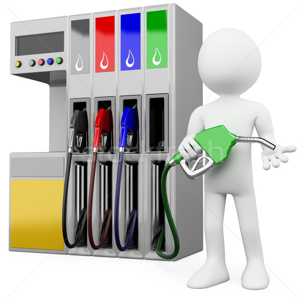 3D worker at a gas station with a petrol pump Stock photo © texelart