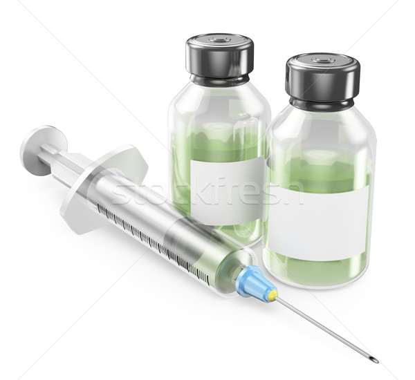 3D siringa vaccino medicina bottiglie isolato Foto d'archivio © texelart