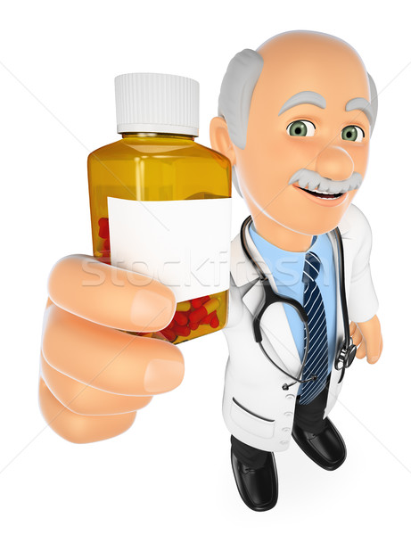 3D Arzt Pille Flasche Label Stock foto © texelart
