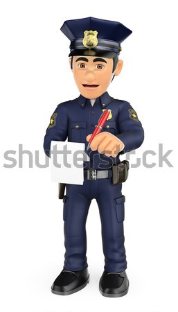 stock photo 3d policeman aiming a gun in front