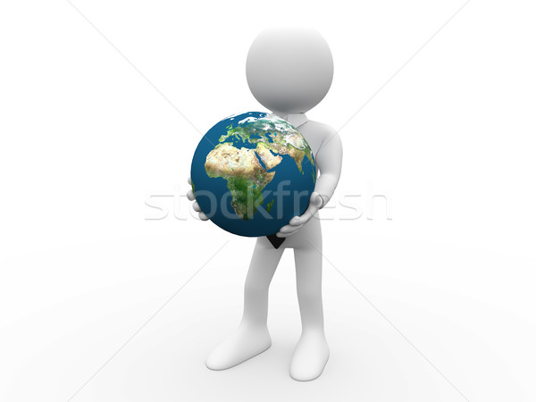 Human 3D Earth in your hands as a sign of protection and power Stock photo © texelart