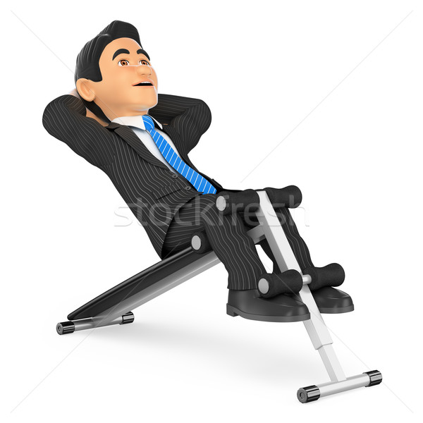 3D Businessman in a sit-ups bench Stock photo © texelart