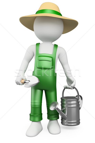 3D white people. Gardener Stock photo © texelart