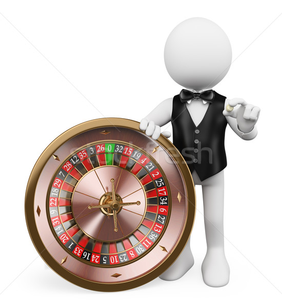 3D white people. Croupier with roulette in a casino Stock photo © texelart