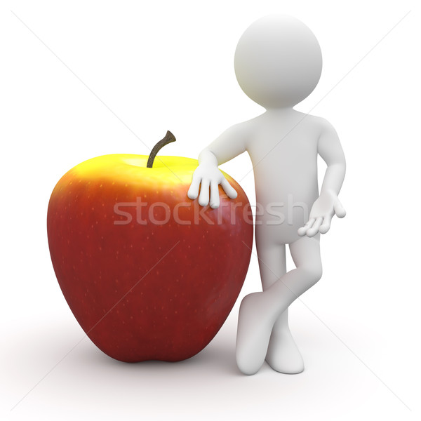 Férfi dől hatalmas piros citromsárga alma Stock fotó © texelart