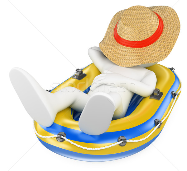 3D white people. Man napping in an inflatable boat Stock photo © texelart
