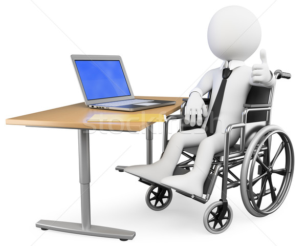 3D affaires blancs handicapés employé de bureau blanche [[stock_photo]] © texelart