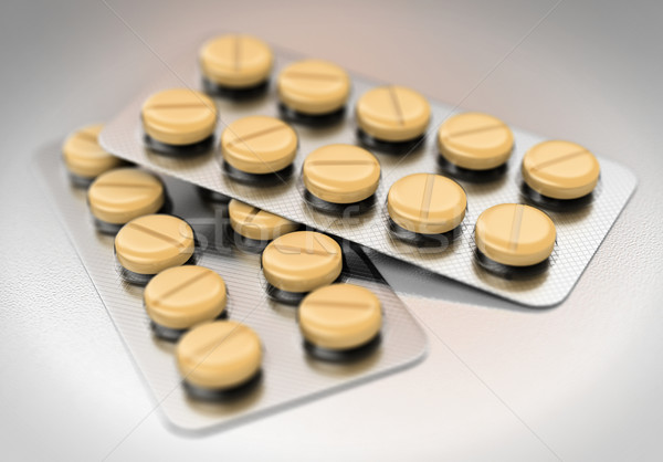 3D ampolla amarillo pastillas realista hacer Foto stock © texelart