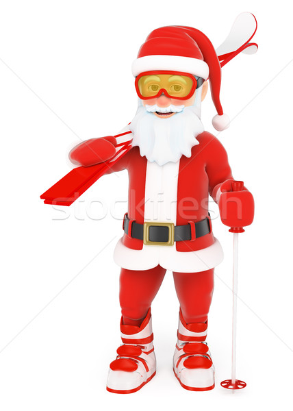 3D Santa Claus with ski equipment Stock photo © texelart